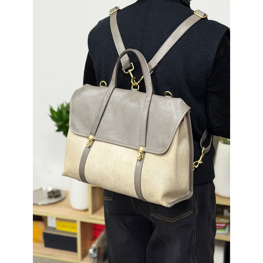 Turn Mountain Fog Wax Vegetal Curtido Couro Latão Hardware Mochila Cor Combinando Grande Capacidade Viagem de Negócios M