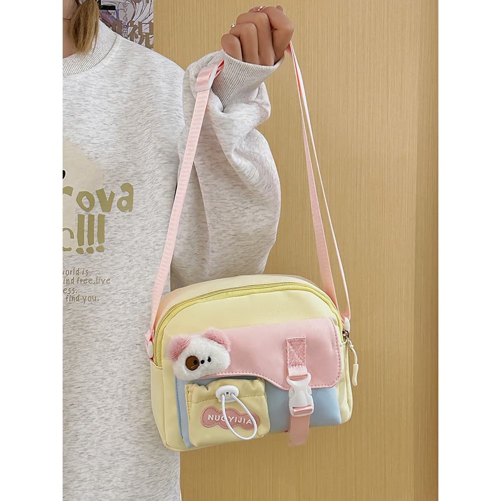 Contraste cor ins bonito bolsa de ombro All-Match estilo creme nicho estudante Diagonal saco feminino Mini estudante moc