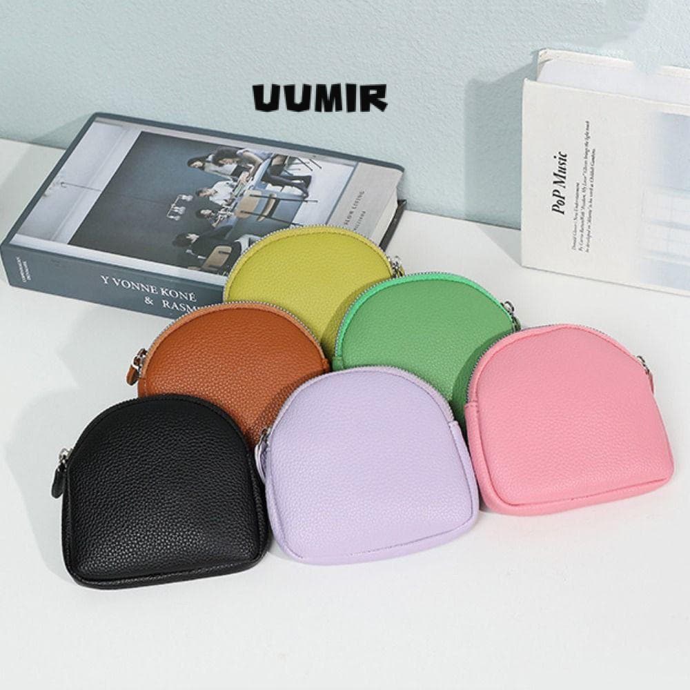 UUMIR Carteira Curta Feminina , Grande Capacidade Com Zíper Design Fino Pequena , Moda Couro PU Cor Sólida Bolsa De Moed