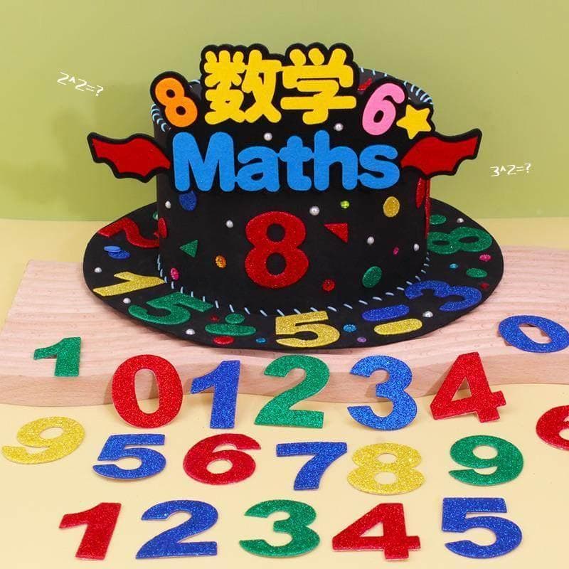 Elementos matemáticos chapéu artesanal Material diy conjunto infantil decoração criativa chapéu mágico fazendo estudante