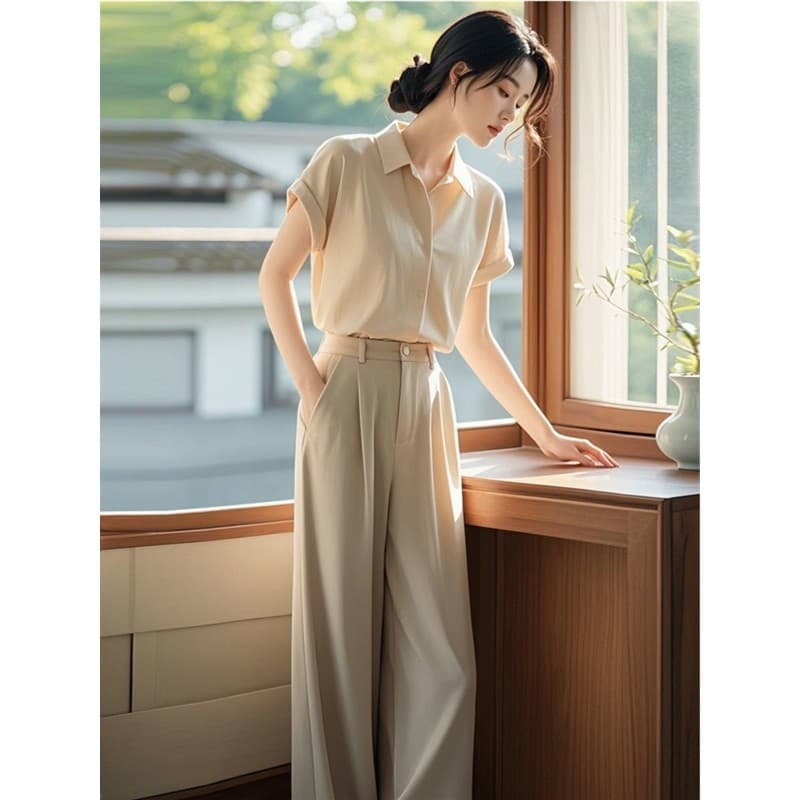 2026 roupas femininas estilo legal calças de treinamento High-End sentido profissional verão temperamento moda terno de