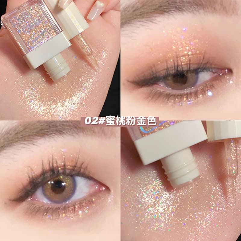 Sombra líquida lantejoulas glitter fino glitter cor fosca deitado bicho da seda iluminando líquido uma gota lágrimas loj