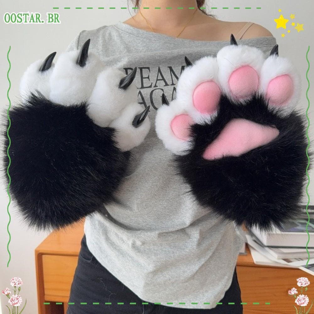 OOSTAR Luvas De Garra De Gato , Grossas De Pelúcia Para Cosplay De Desenhos Animados Que Rangem Animais