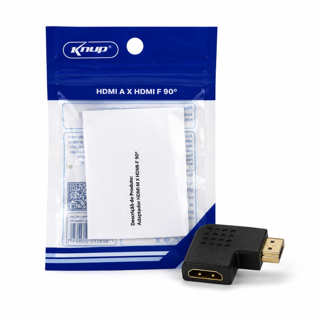 Adaptador HDMI 90° Macho Fêmea Knup TV Notebook Projetor