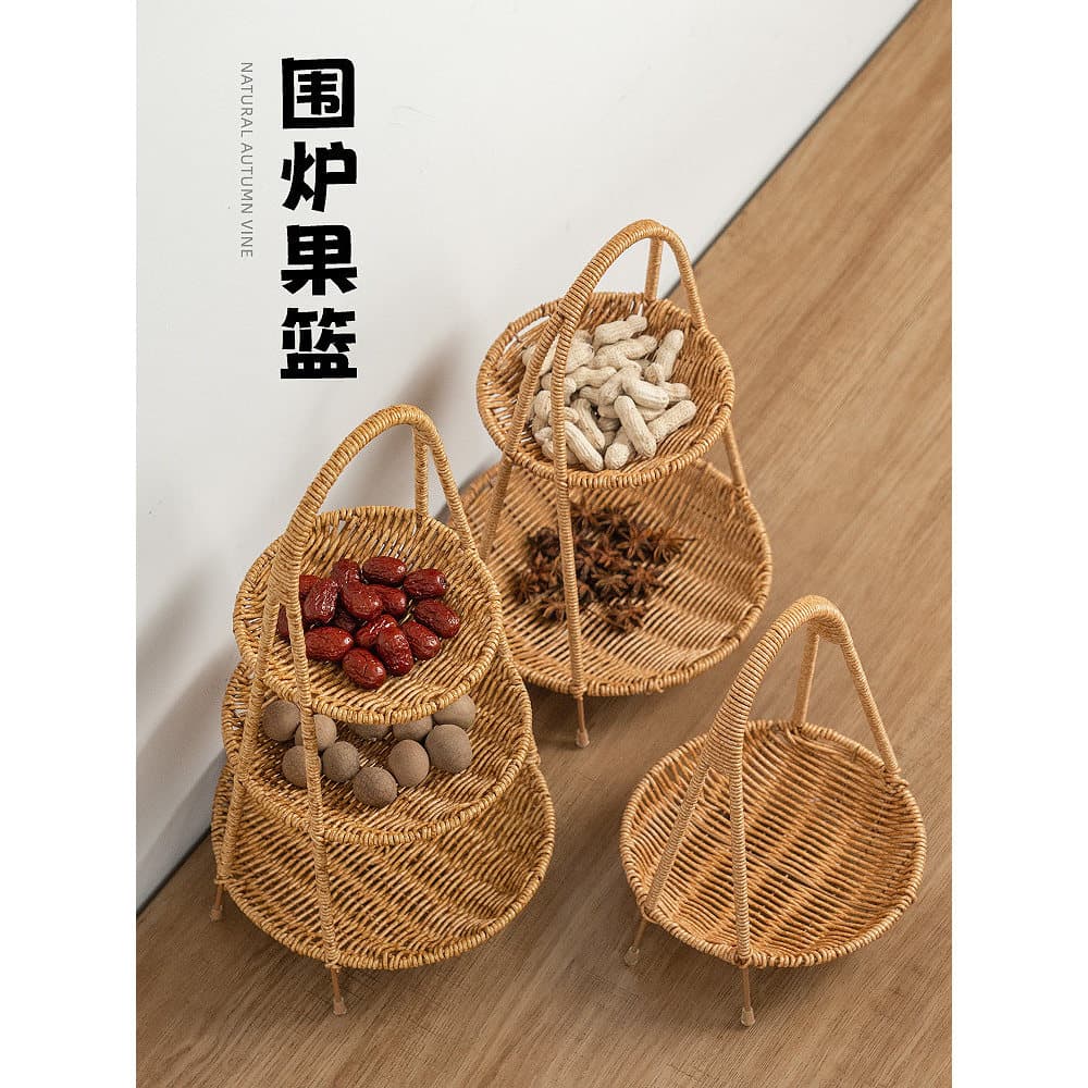 Ao redor do forno Utensílios para fazer chá Conjunto completo Acessórios para ferramentas Cesta de frutas tecida de bamb