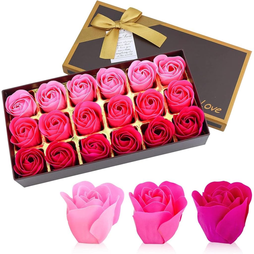 JIALEEY Sabonete de Banho com Aroma Floral, Pétalas de Rosa, Óleo Essencial de Plantas, Conjunto de Sabonetes em Forma d
