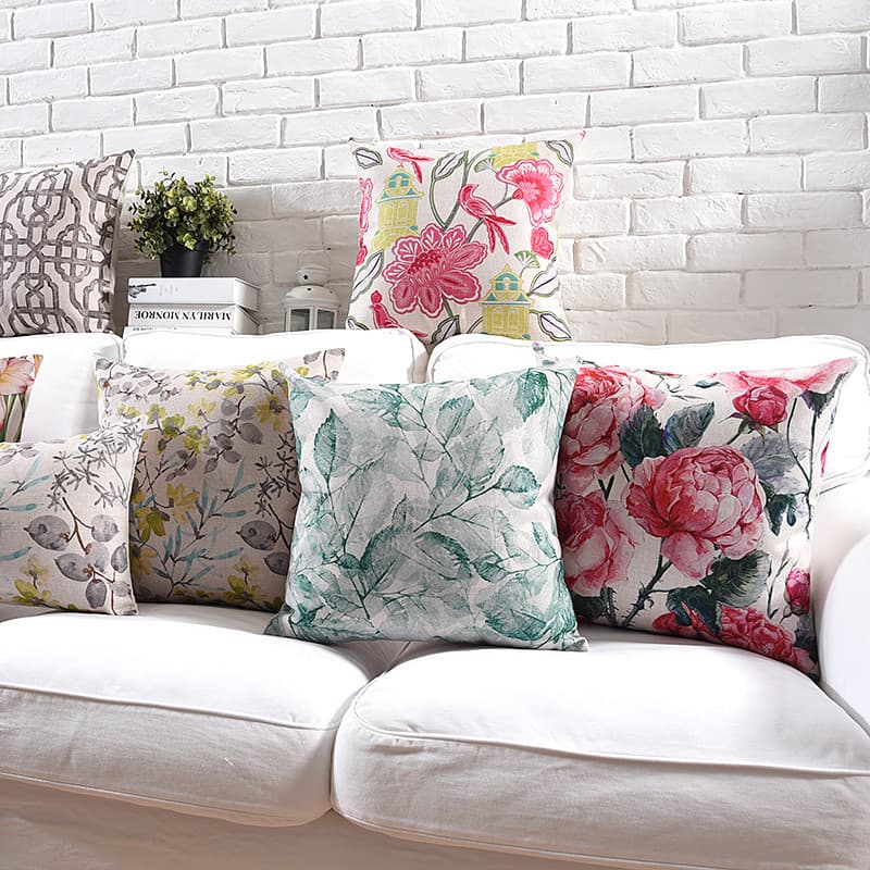 Almofada americana tinta Pastoral flor Mix jogo simples algodão linho travesseiro modelo quarto sofá decoração almofada