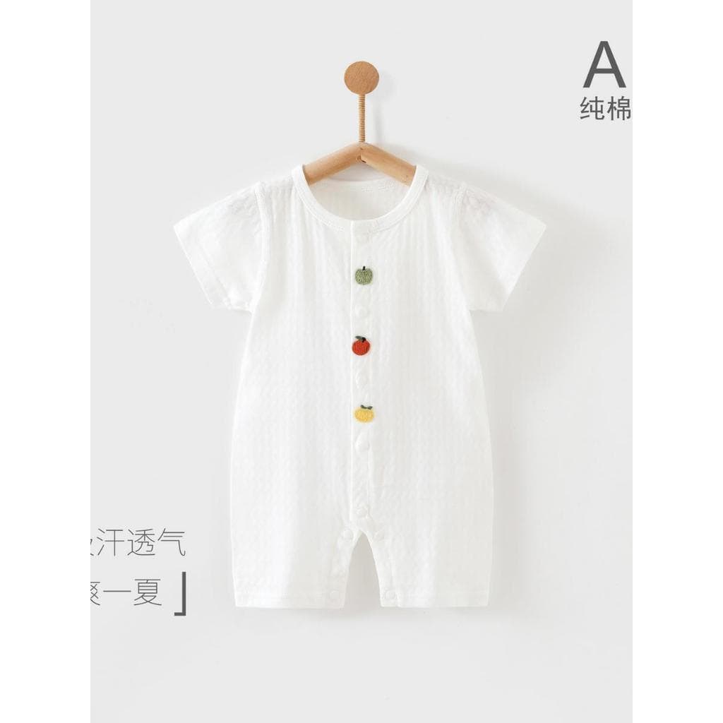 Bebê bebê macacão de manga curta puro algodão verão estilo fino recém-nascido Outing Wear pequeno mês idade masculino fe