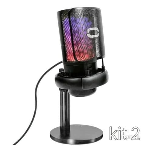 Microfone Condensador Tomate Mt-1060r Usb Para Streaming E Pc Com Luz Led Preto