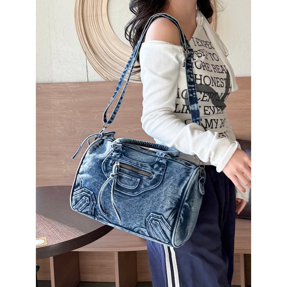 Denim travesseiro saco feminino 2025 novo estilo europeu americano Retro All-Match bolsa Casual na moda saco do mensagei