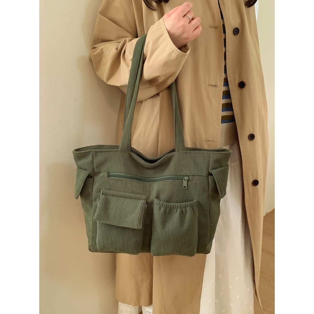 Bolsa de veludo feminina 2026 novo estilo Casual All-Match estudante classe saco Commuter sacola grande capacidade bolsa