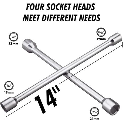 Chave De Roda Cruz 17-19-21-23mm Profissional 4 Bocas Universal Ferramentas Pronta Entrega