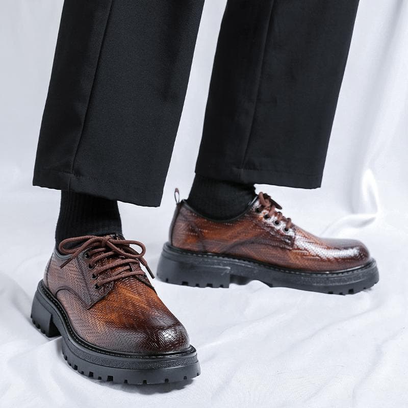 Moda novo estilo padrão de couro sola grossa aumentado dedo do pé redondo britânico atmosfera clássica Casual negócios s