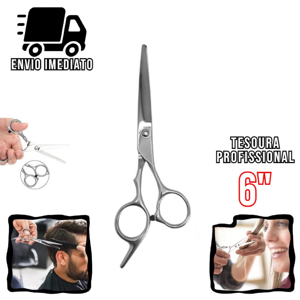 Tesoura Cabeleireiro Profissional 6" Aço Inoxidável Barbearia e Salão VM