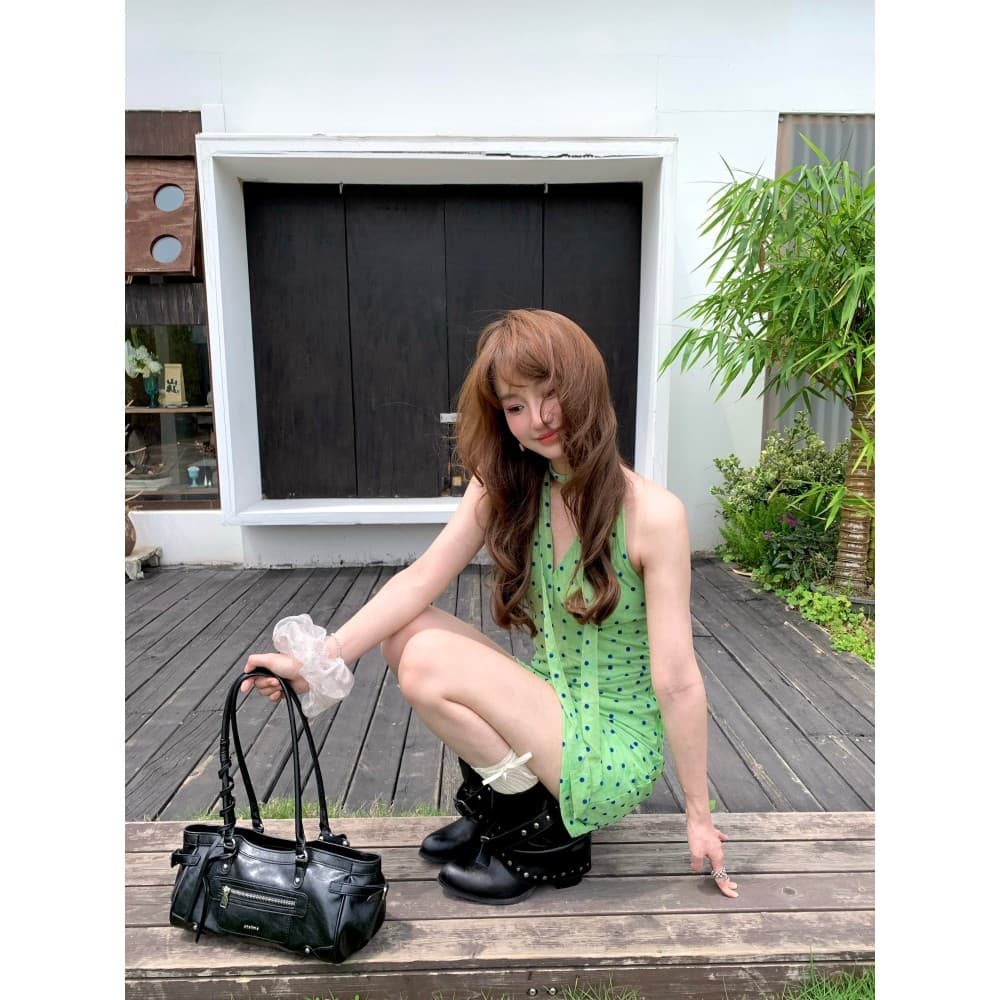 NALYSA Shenzhen Altos Produtos!Verde Polka Dot Halter vestido verão puro desejo mais magro olhar quente menina A linha s