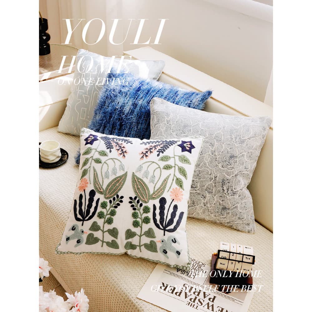 Simples High-End francês creme azul travesseiro Medieval almofada sofá fronha Bay janela cama travesseiro com núcleo