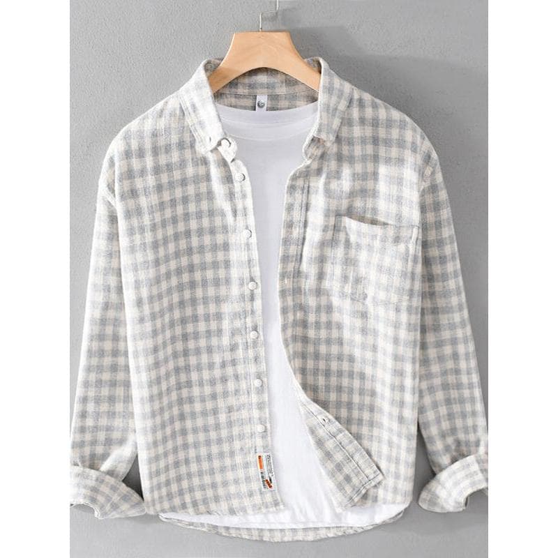 Nova primavera balanço macio Houndstooth masculino puro algodão camisa de manga comprida na moda Casual jaqueta xadrez c