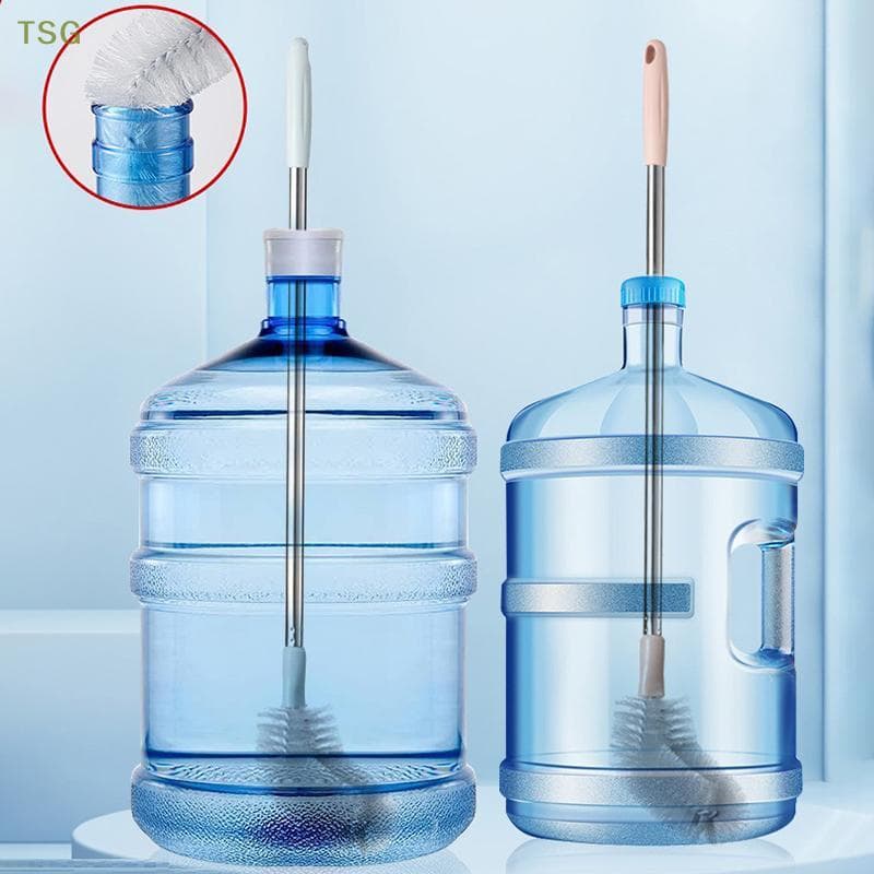 [Trêsgoodstonesgen] Escova De Lavagem De Buet Doméstica Com Haste De Aço Inoxidável Dispensador De Água De Plástico Limp