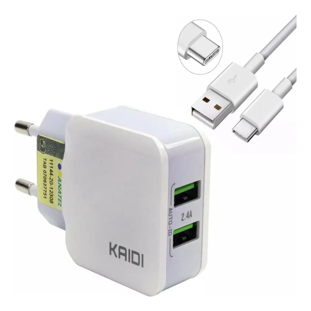Carregador Rápido Kaidi Lightning Para iPhone Duplo Usb Kd-301a