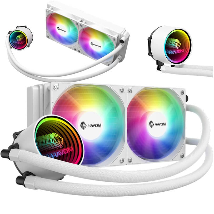 Water Cooler Branco 240mm Hayom FC1318 RGB Compatível Intel AMD