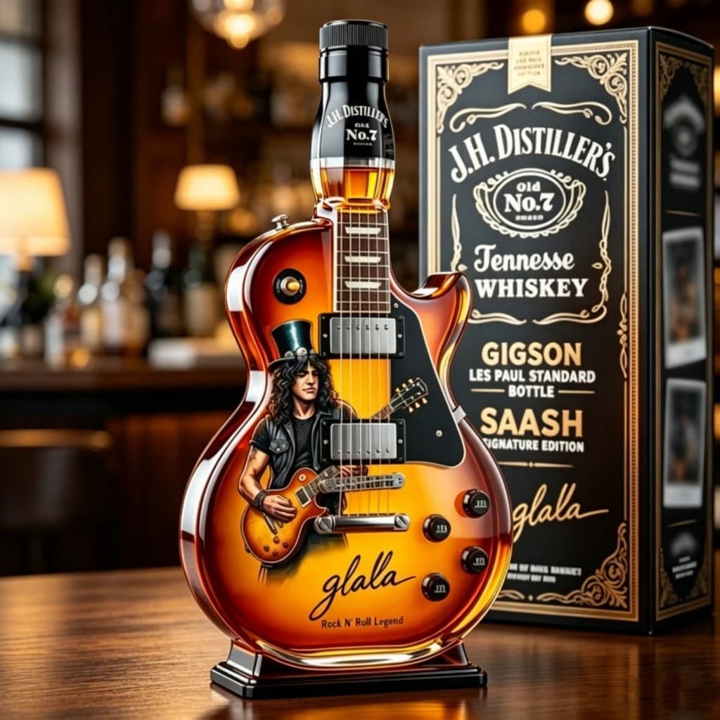 Garrafa de vinho de vidro borossilicato em forma de guitarra de rocha retrô, artesanato artístico inovador com garrafa d