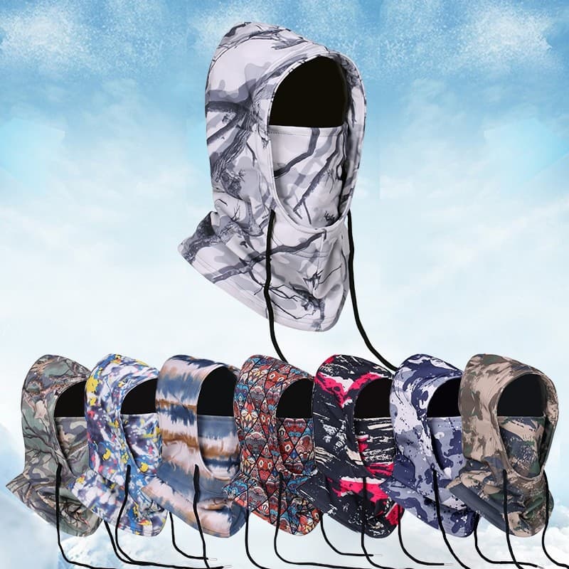 Camuflagem biônica máscara ao ar livre unissex à prova de vento quente outono inverno com capuz à prova de frio inverno