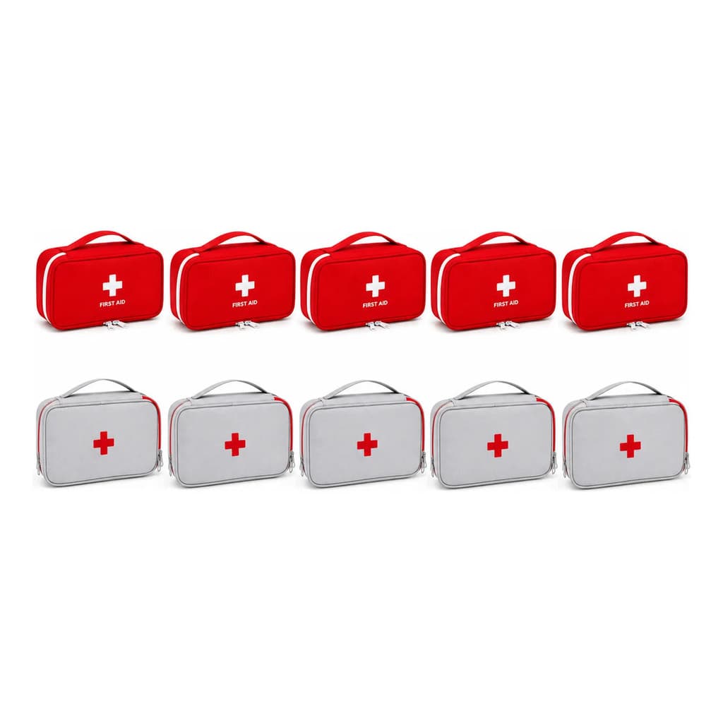 Kit 10 Bolsa Necessaire Pequena Porta Remédios Medicamentos 5 Cinza 5 Vermelha