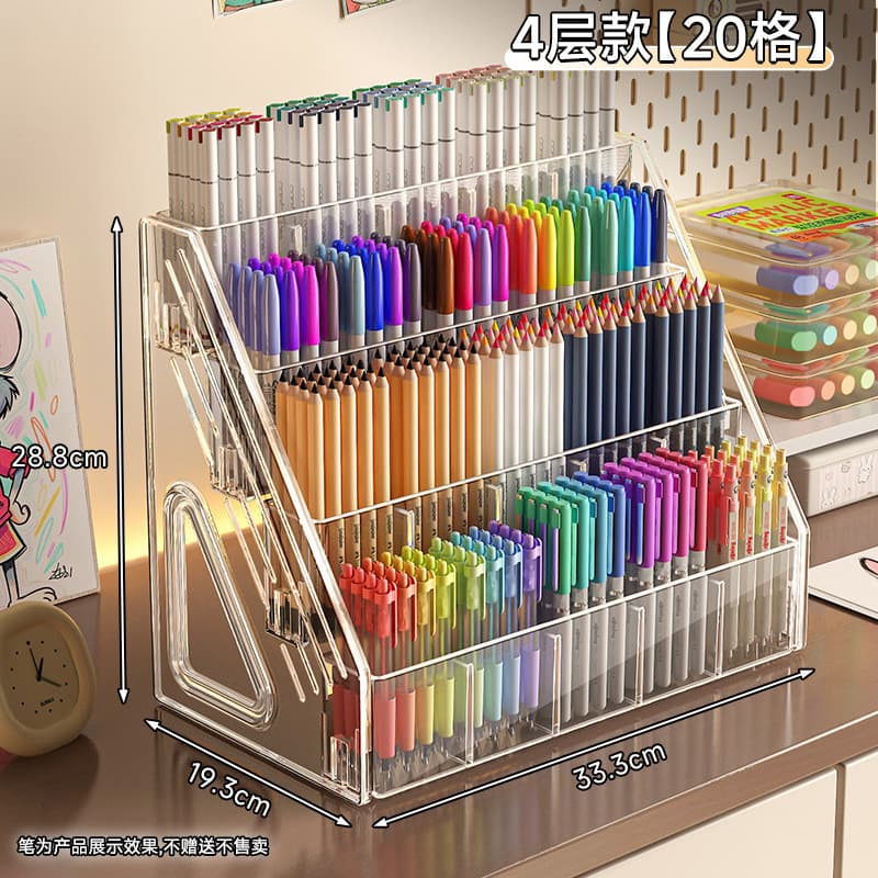 Suporte de caneta de grande capacidade aquarela caneta Rack compartimento acrílico Desktop papelaria caneta titular marc