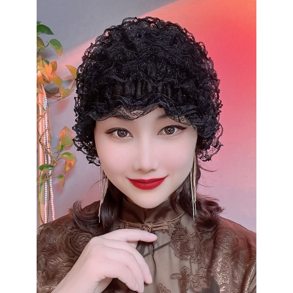 Moda estilo ocidental capa de cabelo branco cabeça boné feminino faixa de cabelo capuz casa boné cabeça careca boné de r
