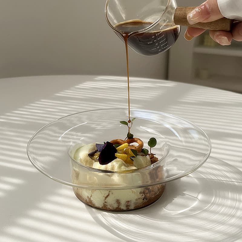 Pequeno fresco estilo ins chapéu de palha transparente tigela de vidro sobremesa tigela iogurte copo frutas salada tigel