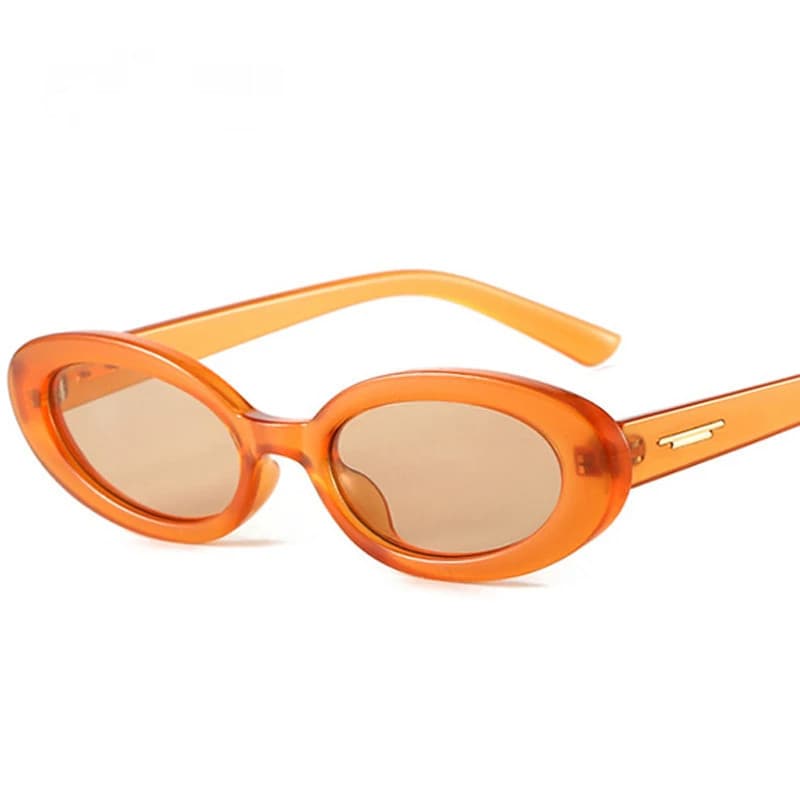 Óculos de sol ovais pequenos e elegantes, com proteção UV400, adequados para mulheres, estilo retro punk, com detalhes d