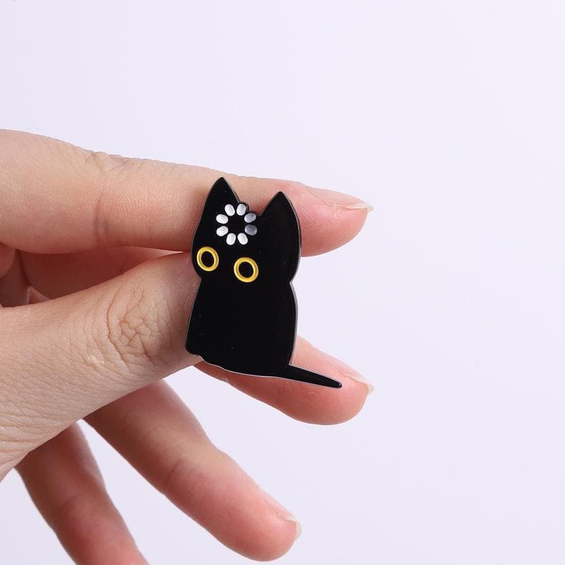 Gato Preto Vazio Girando Carregando Alfinetes Esmaltados Desenhos Animados Broches De Fofo Mochila Lapela Crachá Present