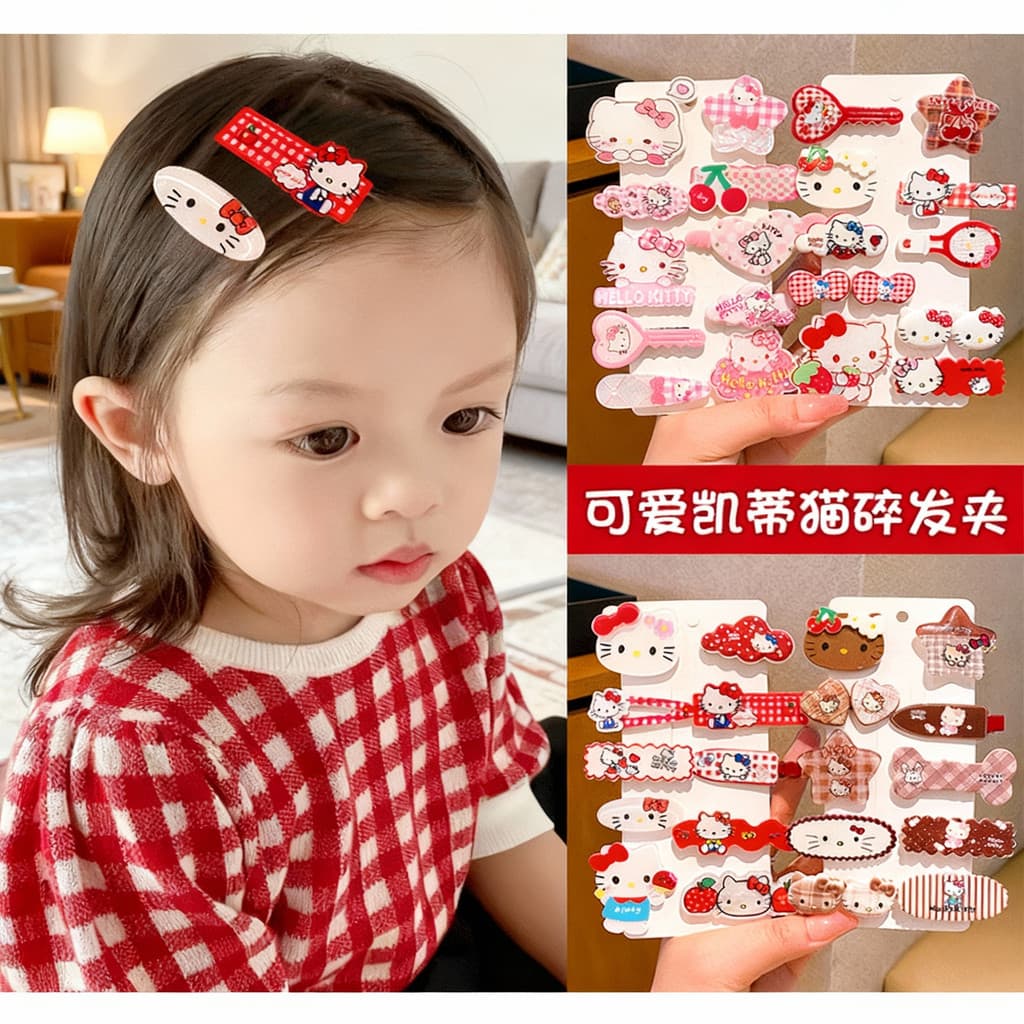 KT gato menina grampo de cabelo crianças bonito Headwear novo estilo influenciador testa quebrado grampo de cabelo bebê