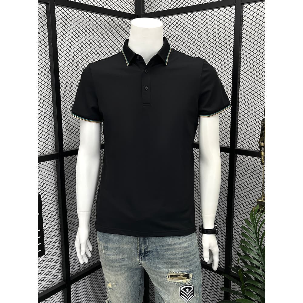 Camisa POLO masculina de manga curta verão 2026 novo Casual High-End Street Wear gelo respirável magro-ajuste lapela cam