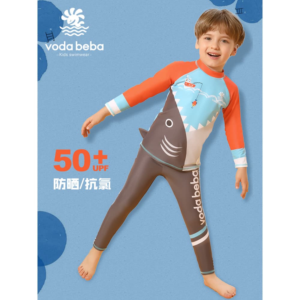 Voda Beba Calça infantil de manga comprida e manga comprida, maiô para meninos, bebê, médio e grande, protetor solar ráp