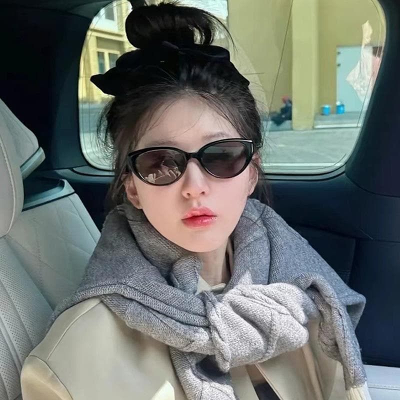 Zhao Lusi mesmo estilo olho de gato óculos de sol feminino quadrado rosto redondo Anti-ultravioleta polarizado óculos de