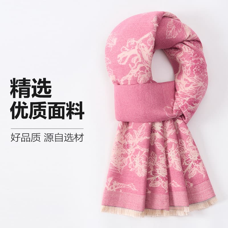 Imitação de caxemira cachecol feminino inverno dupla utilização quente engrossado xale rosa bambu High-End S