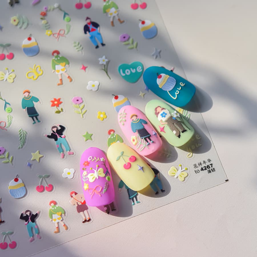 Novo fino resistente Manicure adesivos crianças decalques de unhas humor para amor adesivos borboleta manual colagem tel
