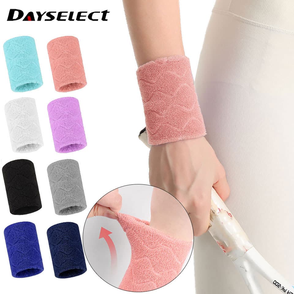 DAYSELECT 1 Peça Pulseira Esportiva Dupla Face Elástica Basquete Absorvente De Suor Suporte De Pulso