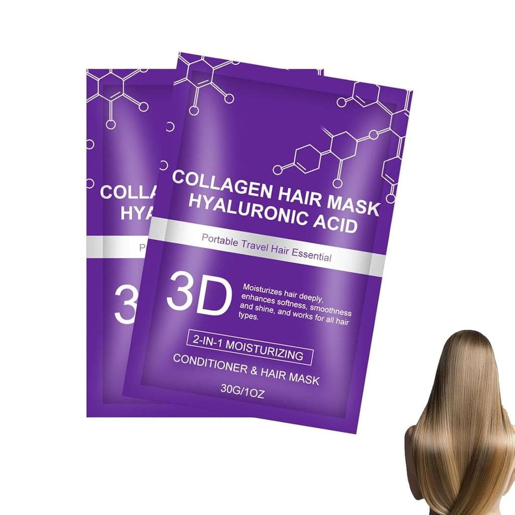 Máscara Capilar de Colágeno 3D, Máscara Capilar, Máscaras Capilares Roxas, Ácido Hialurônico, Alisa o Frizz, Condicionad