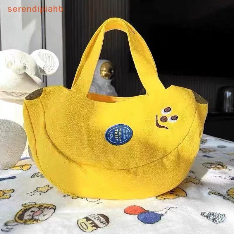 [serendipiahb] Bolsa De Mão Fofa E Engraçada De Banana Lona De Grande Capacidade Sacolas Pequenas Bolsas Para Mãe Crianç