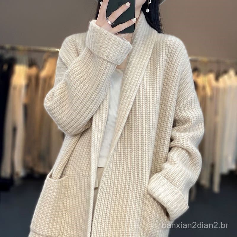 Comércio exterior transfronteiriço outono inverno novo estilo de malha Cardigan quente simples Casual camisola jaqueta d