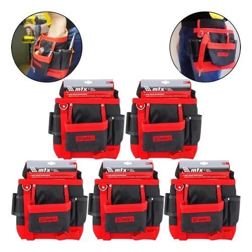5 Bolsas Com Cinta Para Ferramentas Com 7 Bolsos Mtx 902419  Vermelho