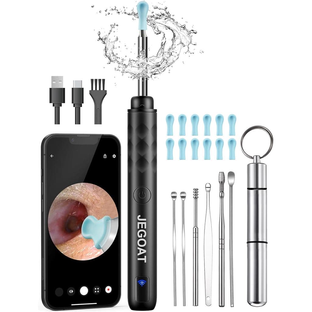 Ferramenta de Remoção de Cera de Ouvido com Câmera, Limpador de Ouvido com Câmera, Otoscópio HD 1296P, 6 Luzes LED e 12