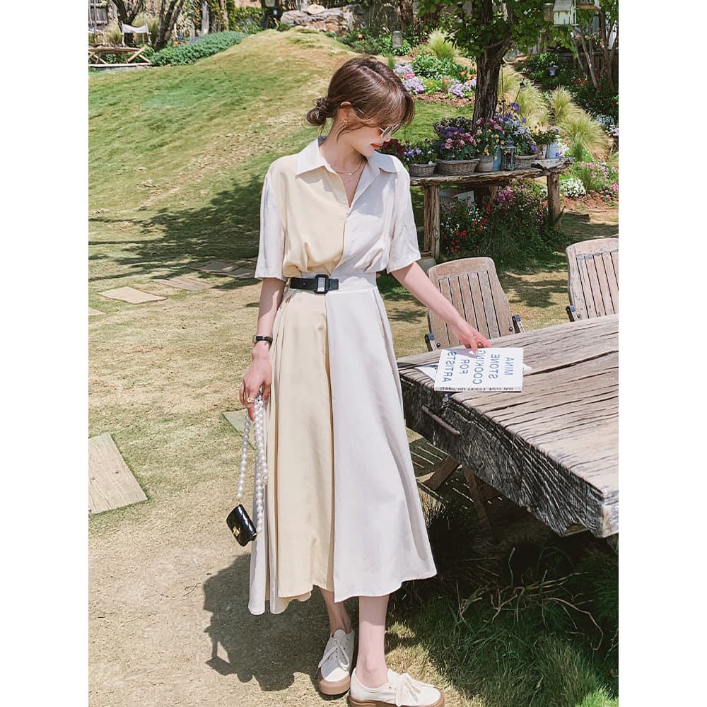 T temperamento deusa fã High-End camisa saia feminina comprimento médio 2026 verão novo estilo francês mais magro olhar