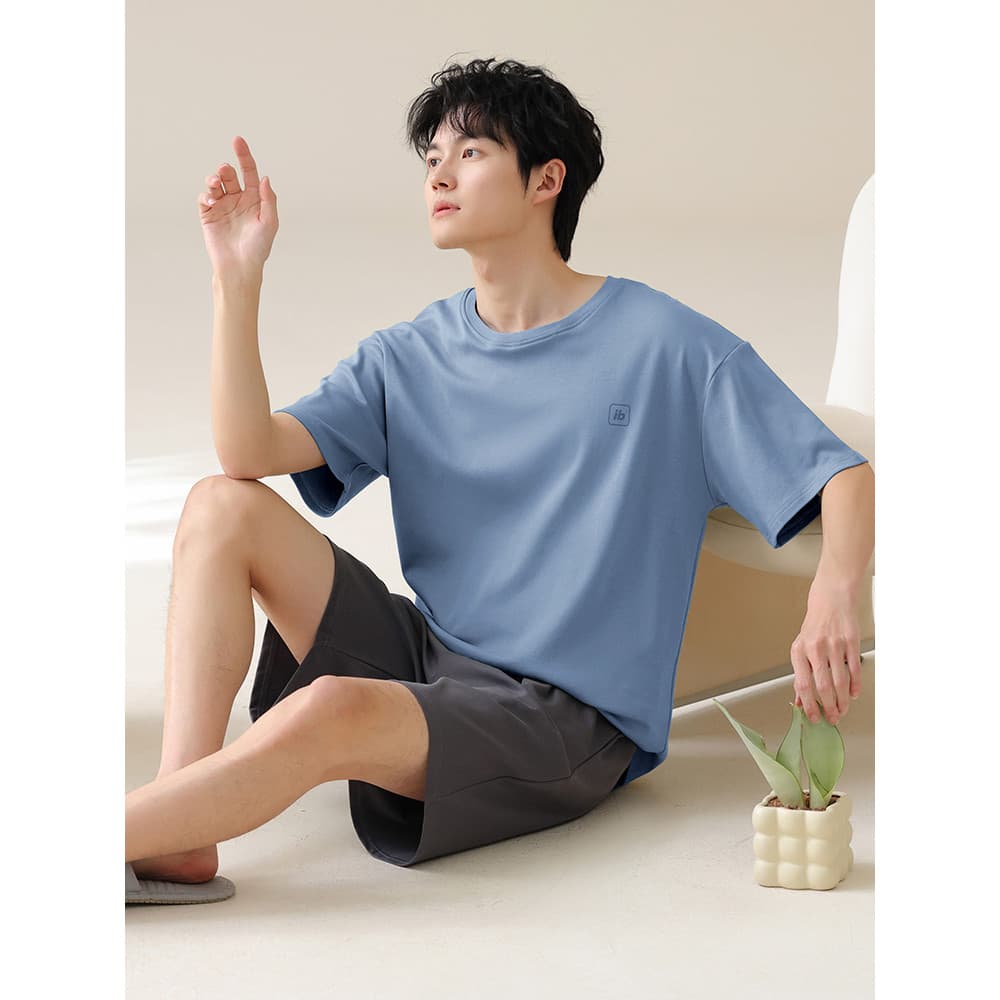 Pijamas masculinos de manga curta verão puro algodão 2025 novo estilo primavera outono nuvem algodão tamanho grande esti