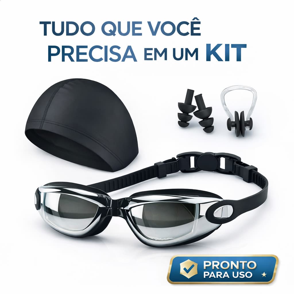 Óculos Profissional Natação AntiEmbaçamente Protetor De Ouvido Touca Clip Nasal Piscina Mar