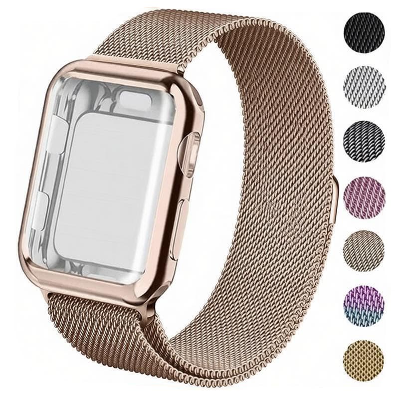Capinha Capa TPU+Pulseira Milanese Aço Inoxidável Para Relógio IWatch Apple Watch SE Ultra 3 2 Series 11 10 9 49 46 42