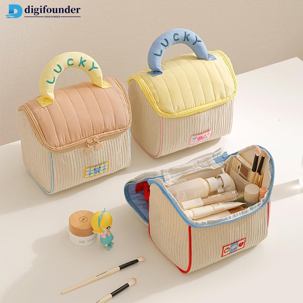 DIGIFOUNDER Bonito Dos Desenhos Animados Forma De Casa Saco Cosmético Grande Capacidade Portátil De Lavagem De Viagem Or