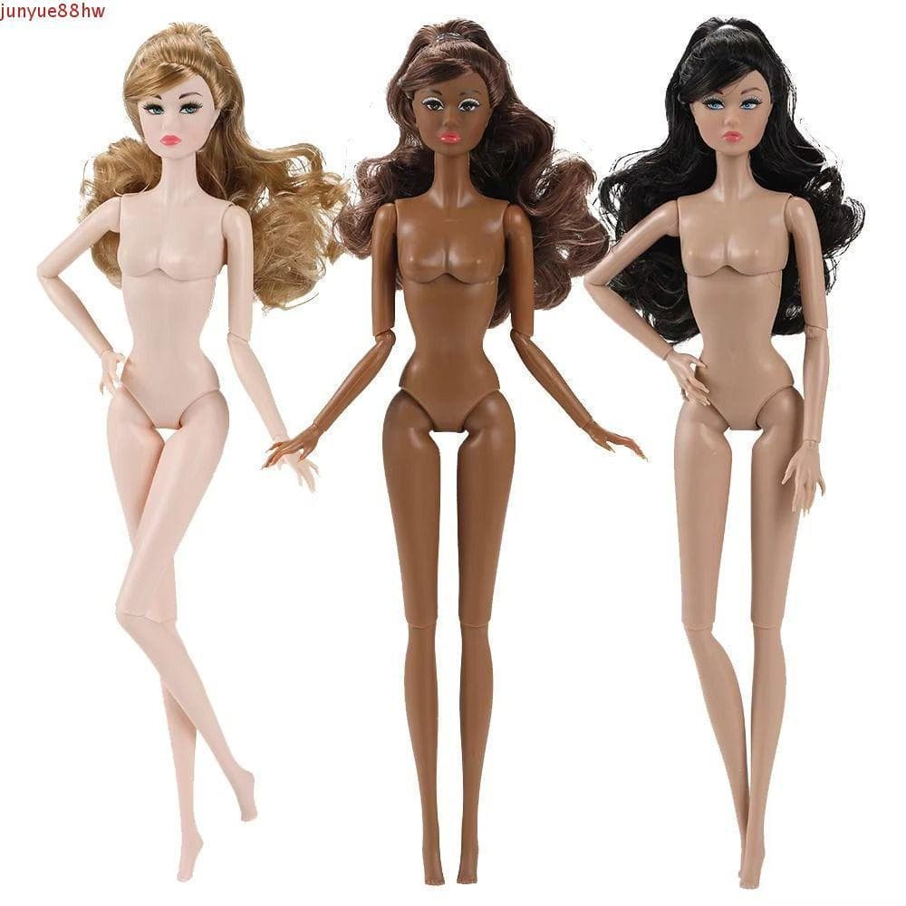 JUNYUE Supermodelo Boneca Nua , Vestir Pele Escura 1/6 Modelo De , Cabelo Encaracolado Móvel 32cm Corpo De Figura De Açã